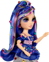 Rainbow High Be Dazzling - Genevieve Bleue - Niebieska lalka modowa 28 cm z narzędziem do ozdabiania, błyszczącymi kamieniami szlachetnymi i akcesoriami do stylizacji