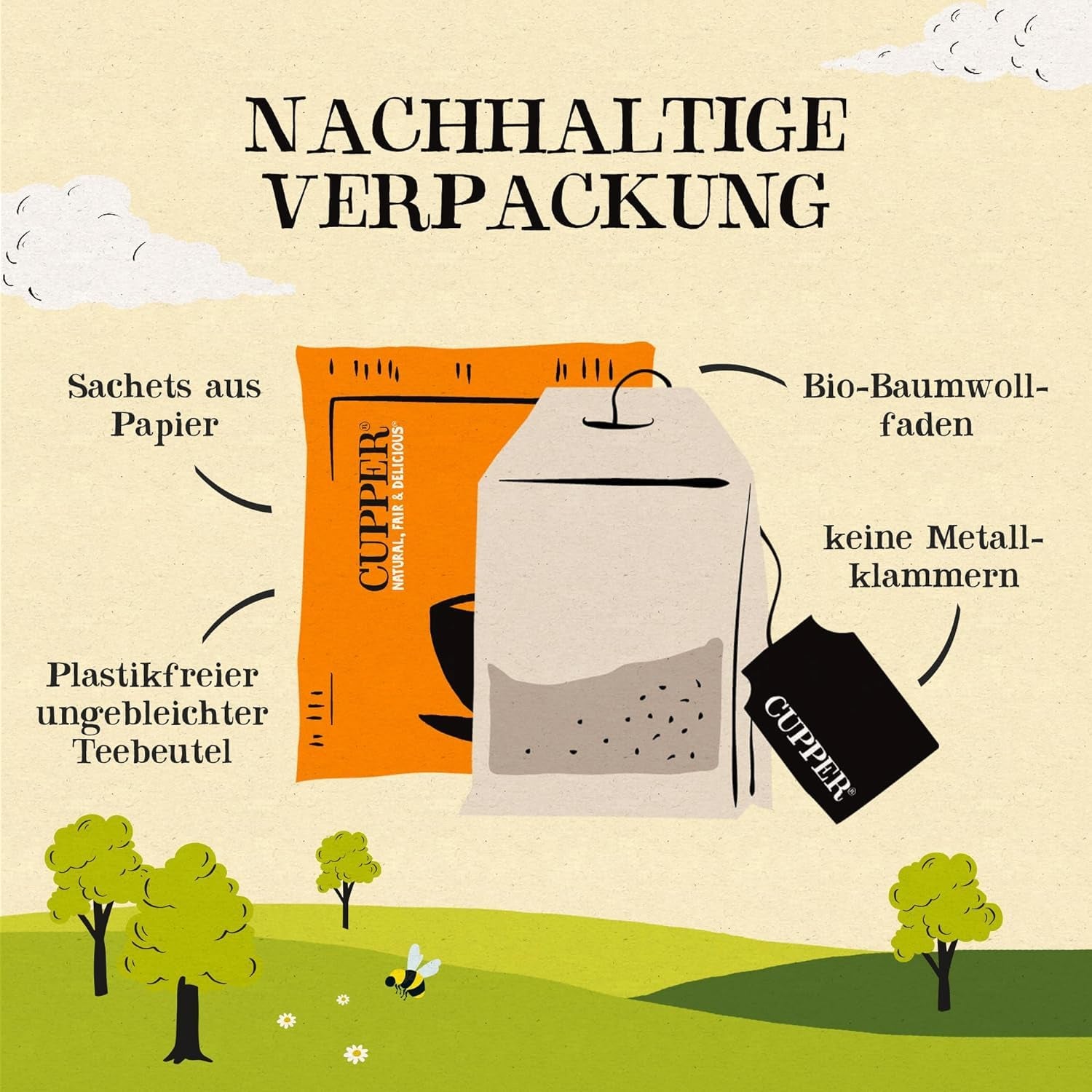 CUPPER Organiczna herbata owocowa „Napar pomarańczowo-cytrynowy”, 20 niebielonych torebek herbaty, organiczna, sprawiedliwego handlu