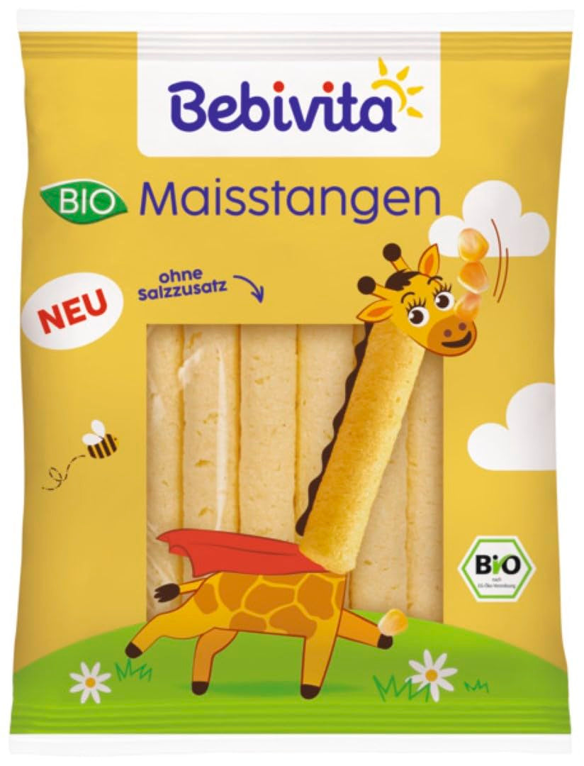 Ekologiczne paluszki kukurydziane (9 x 40g), bez dodatku soli, bez dodatku cukru, bezglutenowe, idealne na przekąskę i na wynos