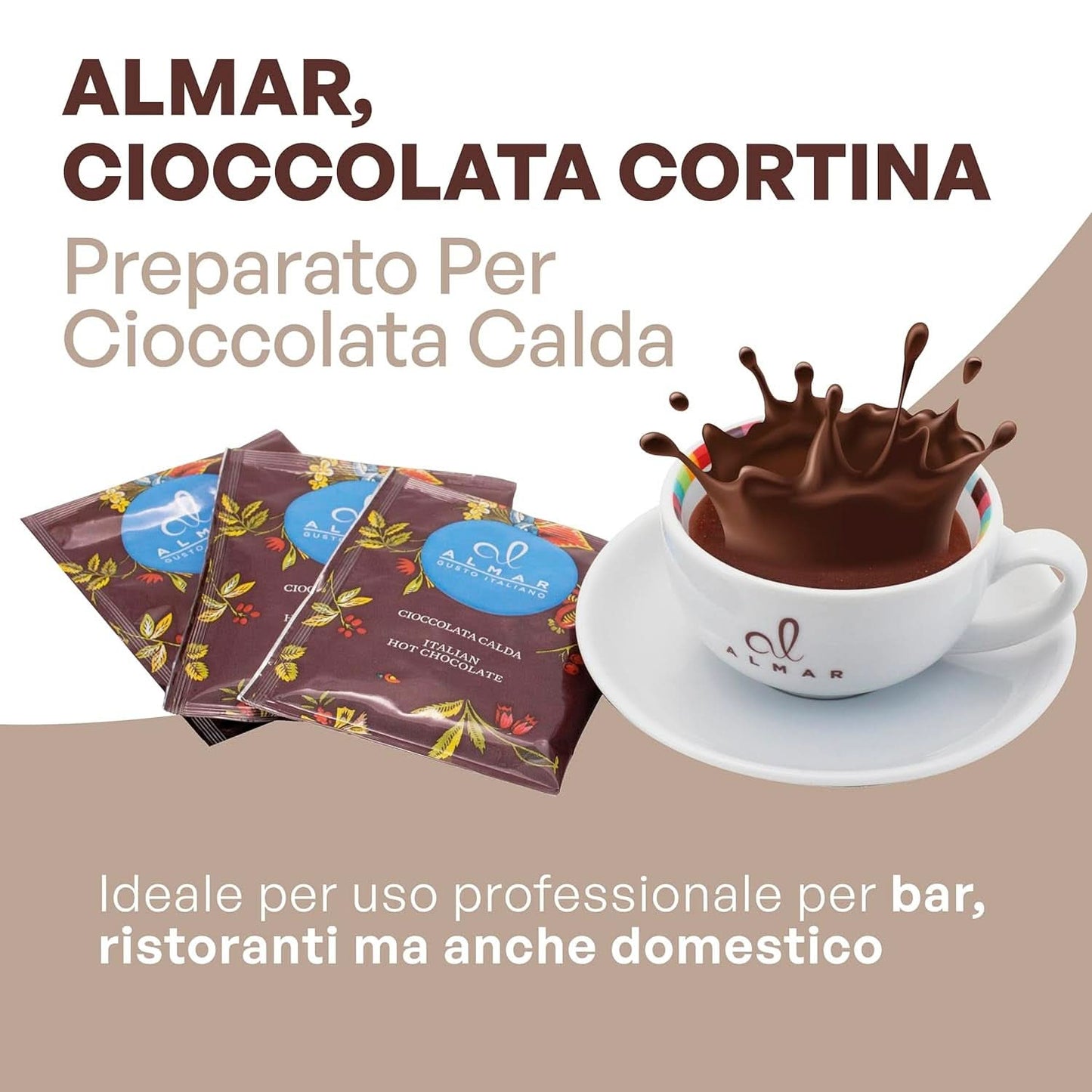 Włoska gorąca czekolada Cortina TARTA GORZKA CZEKOLADA, 15 saszetek X 30 gramów Kakao i Gorąca Czekolada Naty Shop