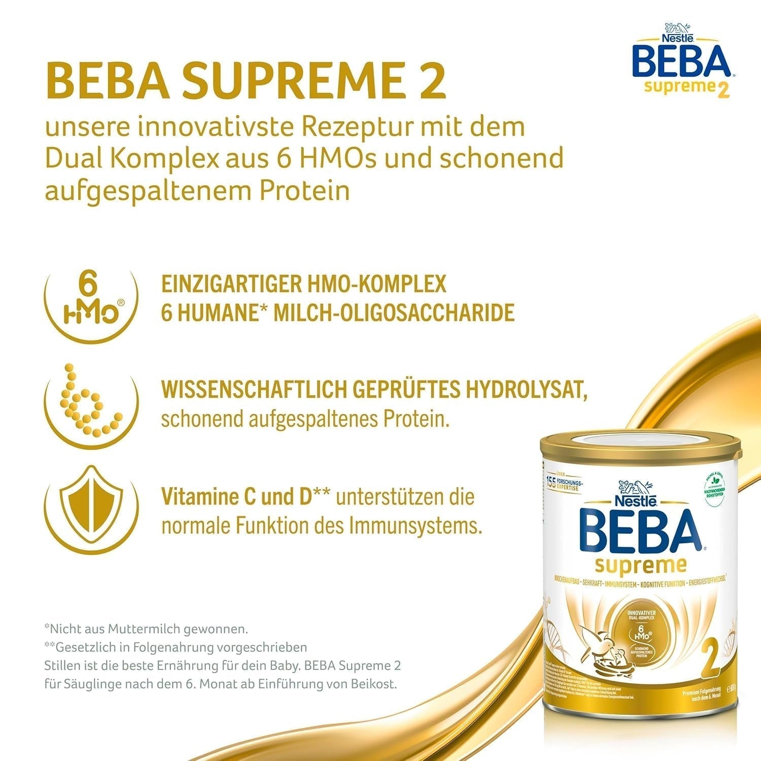 BEBA SUPREME 2 Mleko następne po 6 miesiącu, tylko laktoza, bez oleju palmowego, opakowanie 6 szt. (6 x 800 g) Naty Shop