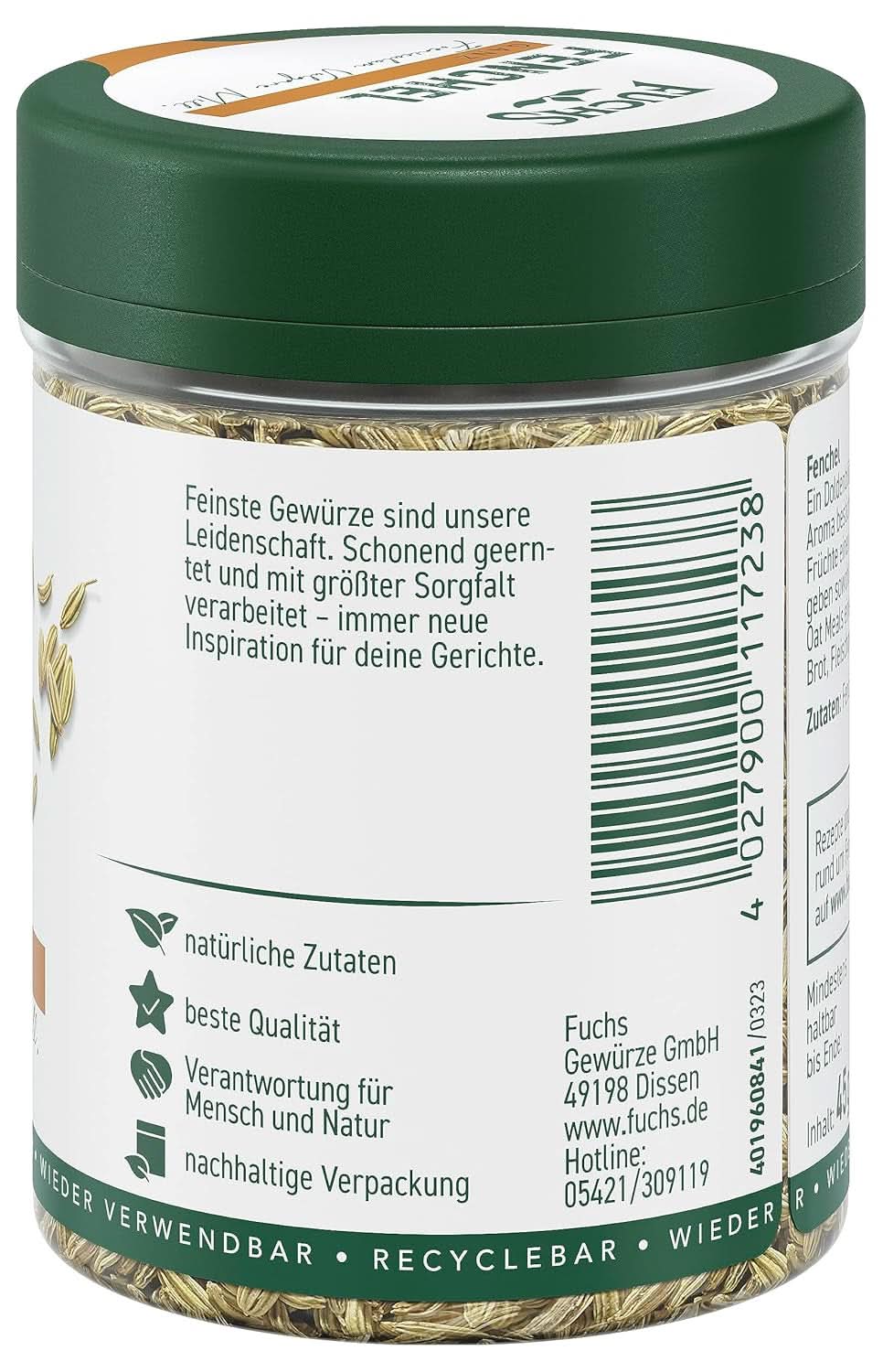 Fuchs - Koper cały - słodko-ostry aromat do sałatek owocowych - 45 g Condimente Naty Shop