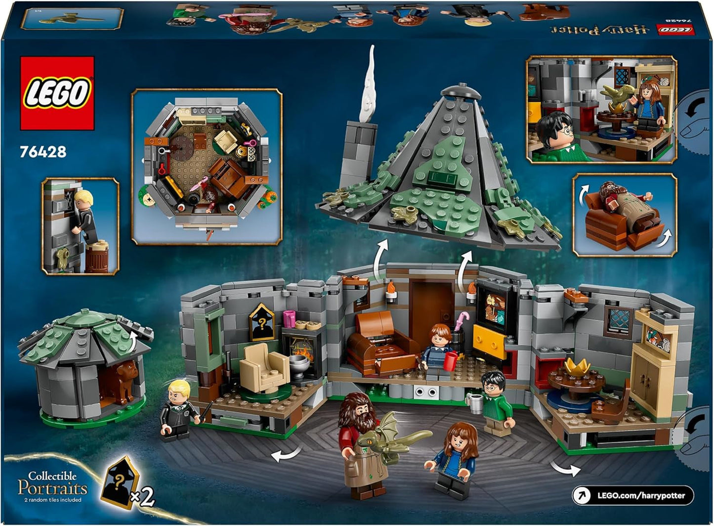 LEGO Harry Potter Chatka Hagrida: Niespodziewana wizyta Zestaw z 5 minifigurkami i 2 figurkami zwierząt, prezent dla kobiet i mężczyzn, magiczna zabawka przygodowa, zestaw fantasy 76428 Zestawy do budowania Beuche den LEGO-Store