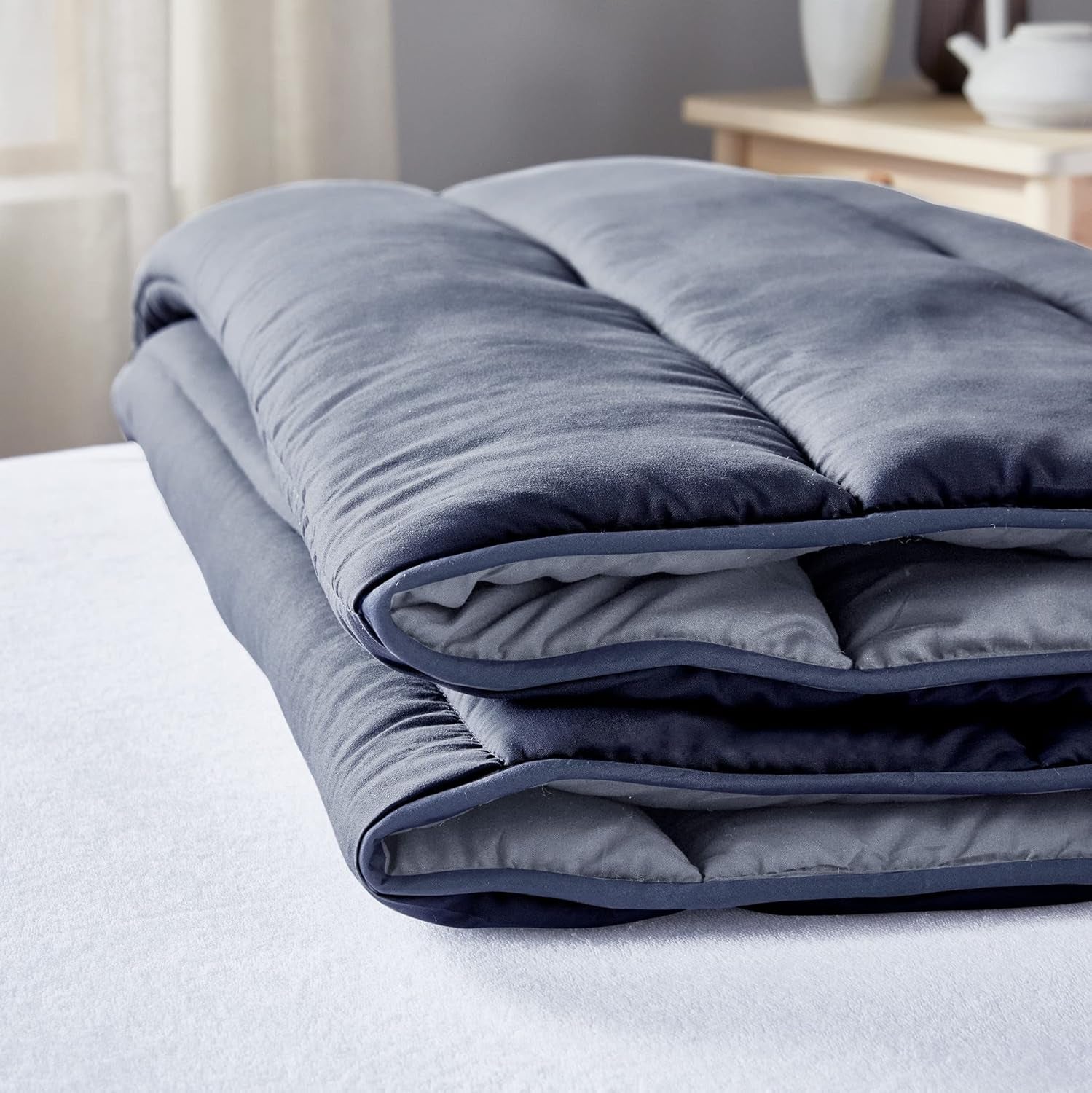 Pikolin Home - Dwustronna kołdra 300 G - Dwukolorowe wypełnienie nordyckie - Do łóżka 135 - Przytulna, ciepła, oddychająca, musztardowy żółty, 220 X 220 Cm Kołdry i kołdry Naty Shop