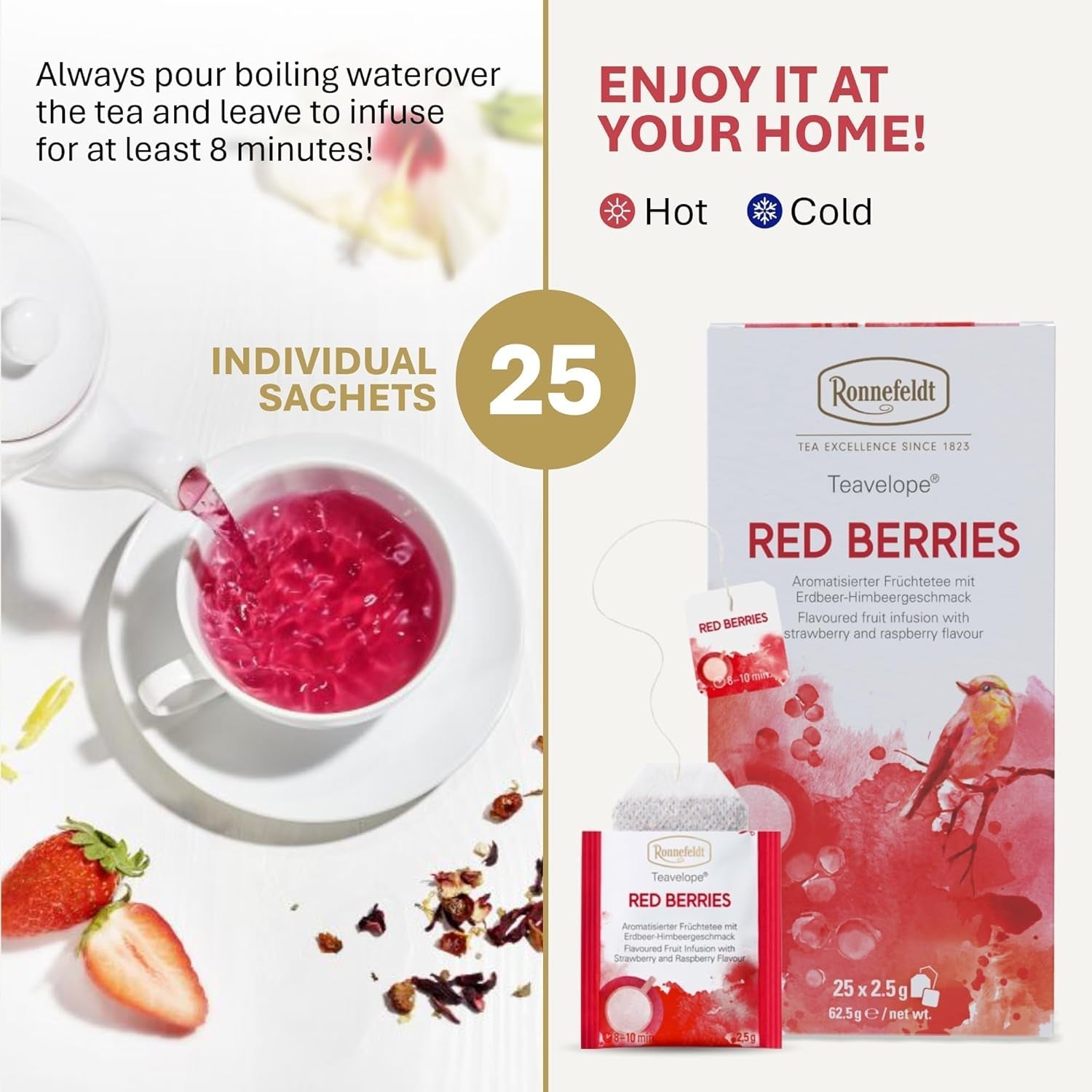 Teavelope „Red Berries” - herbata owocowa o smaku truskawkowo-malinowym, 25 torebek, 62,5 g