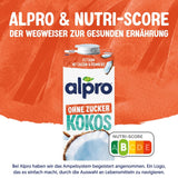 Alpro Kokosnussdrink ohne Zucker – Ohne Süßstoffe – Vegan und milchfrei – Von Natur aus lactosefrei und fettarm – Bogaty w wapń i witaminy – 8 x 1 L
