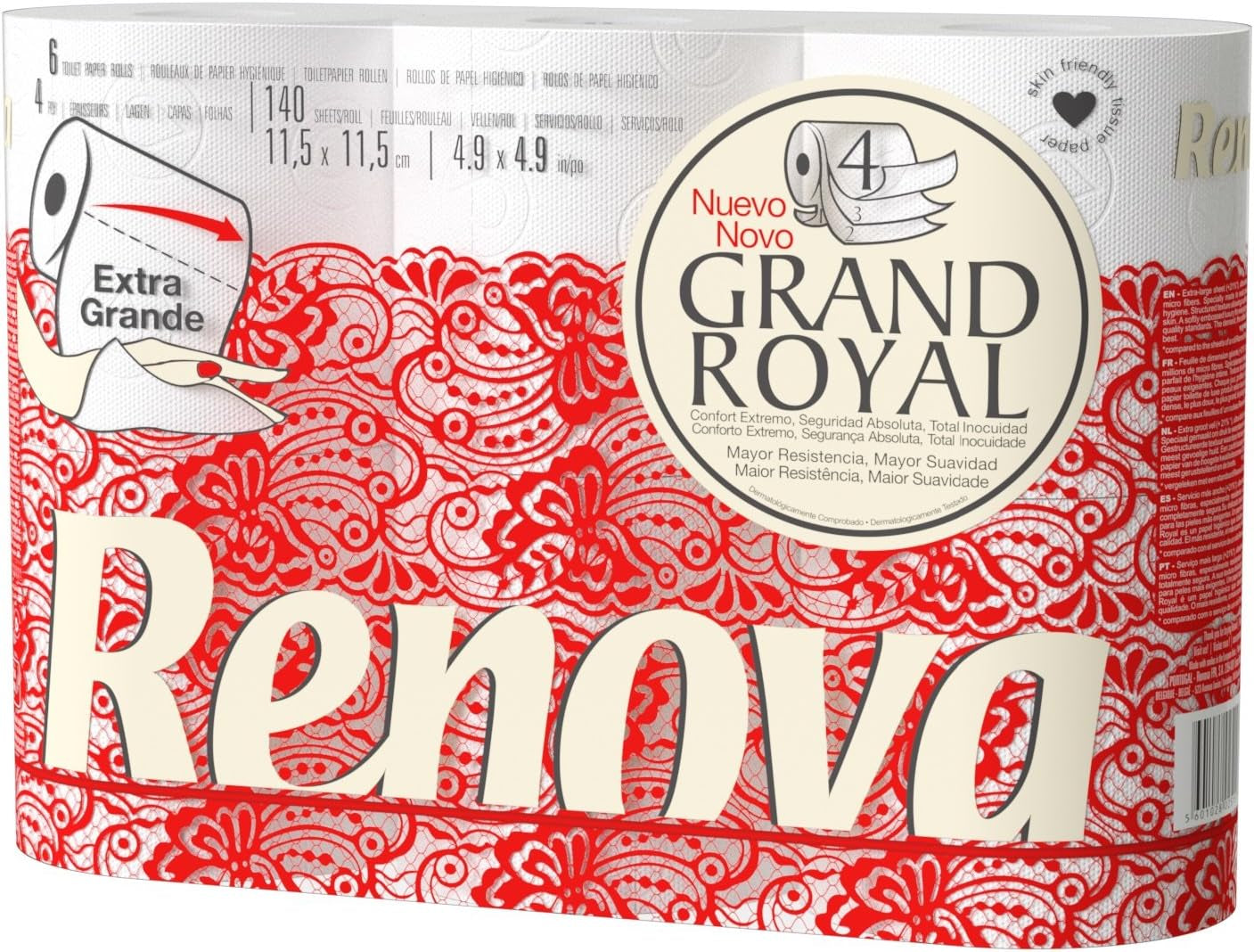 Papier toaletowy Renova Renova Grand Royal 4-warstwowy - 6 rolek, duży (5 szt. w opakowaniu)