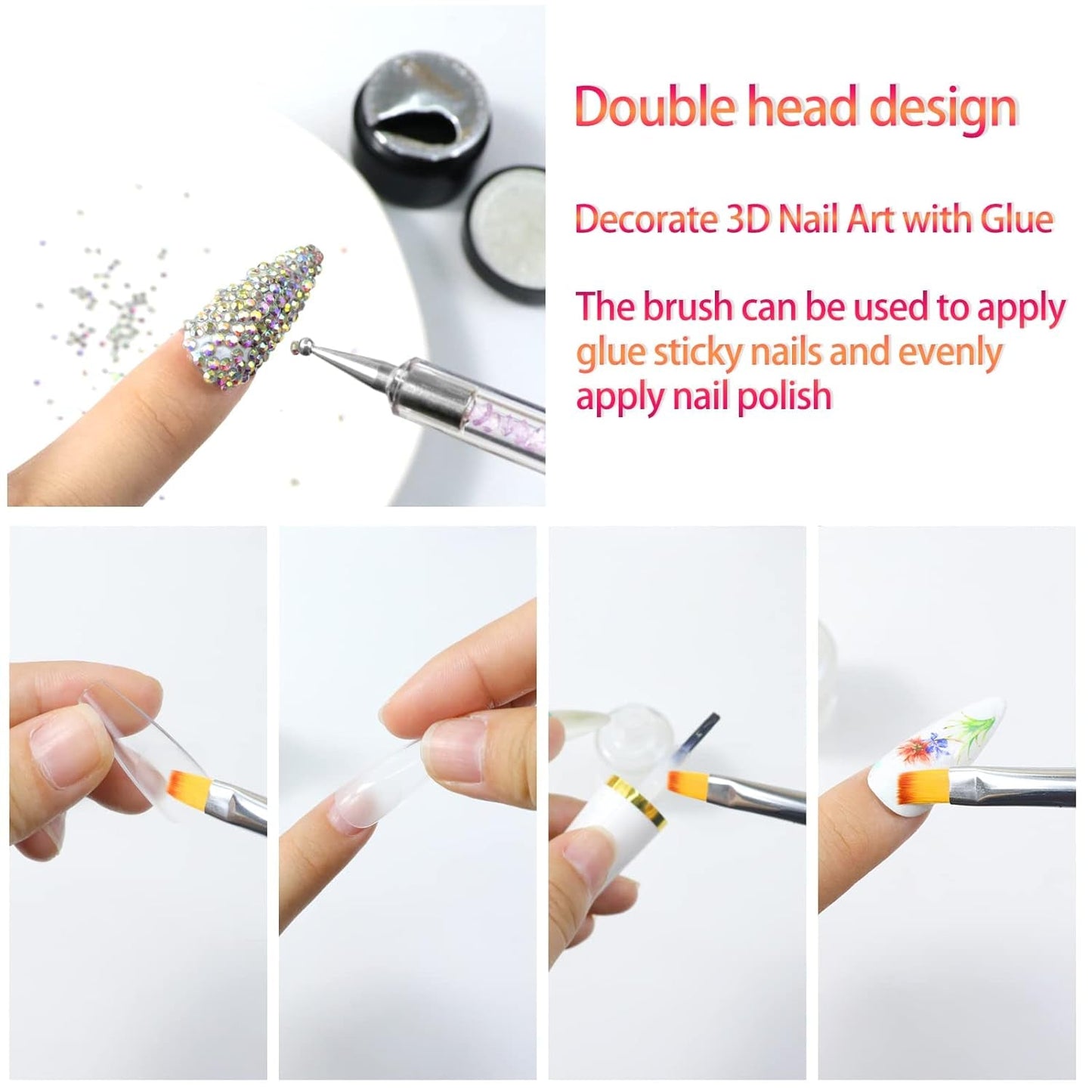 Sularpek 5 Stück Nagel Pinsel, Nageldesign Pinsel, Narzędzie do kropkowania, Nail Art Liner Pinsel, Nagelverlängerung Gelpinsel, Nagelbürste Für Punktierungen, Zeichnen, Für DIY Nail Art Design