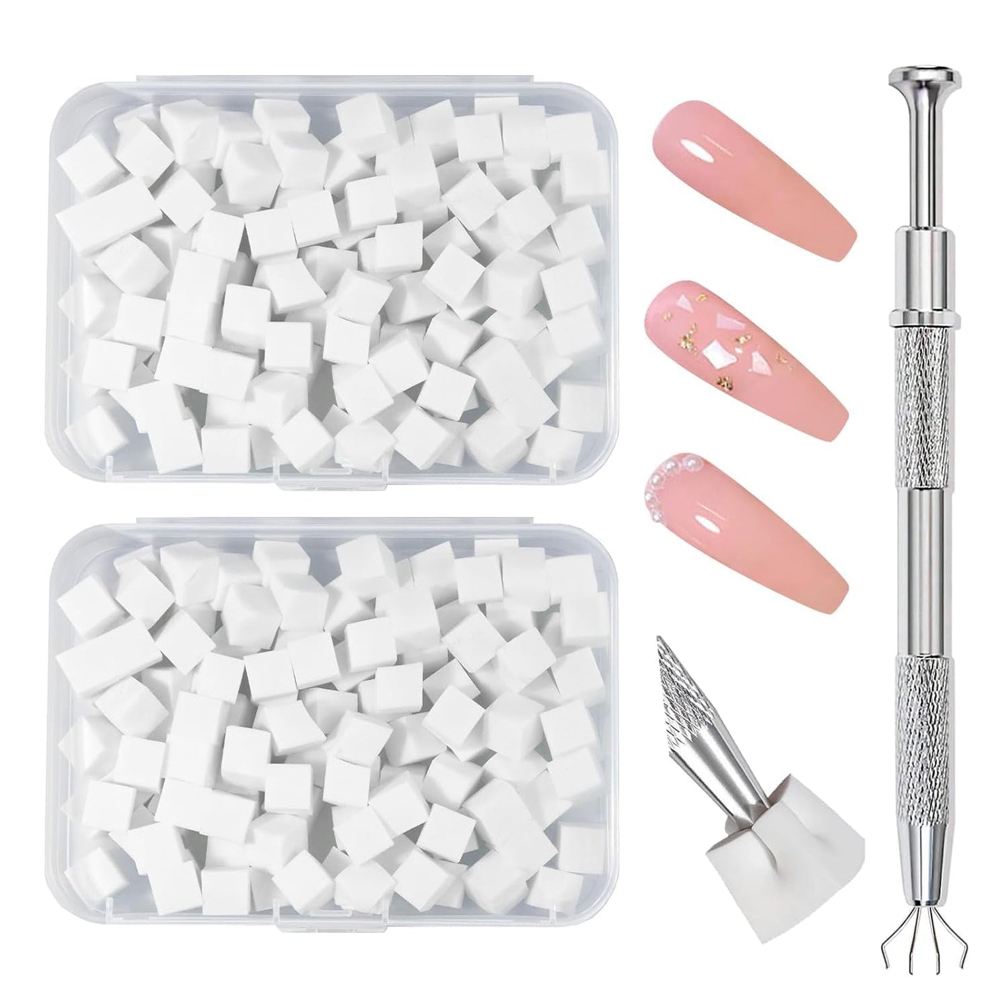 125 Nail Art Schwämme Und 4 Krallen Nail Gąbka Metallgreifer Für Ombre i Gradient Nageldesign, Nagelkunst-Schwamm Pinsel, Maniküre Zubehör Für Nägel, Nail Art Schwämme Für Babyboomer Effekte DIY