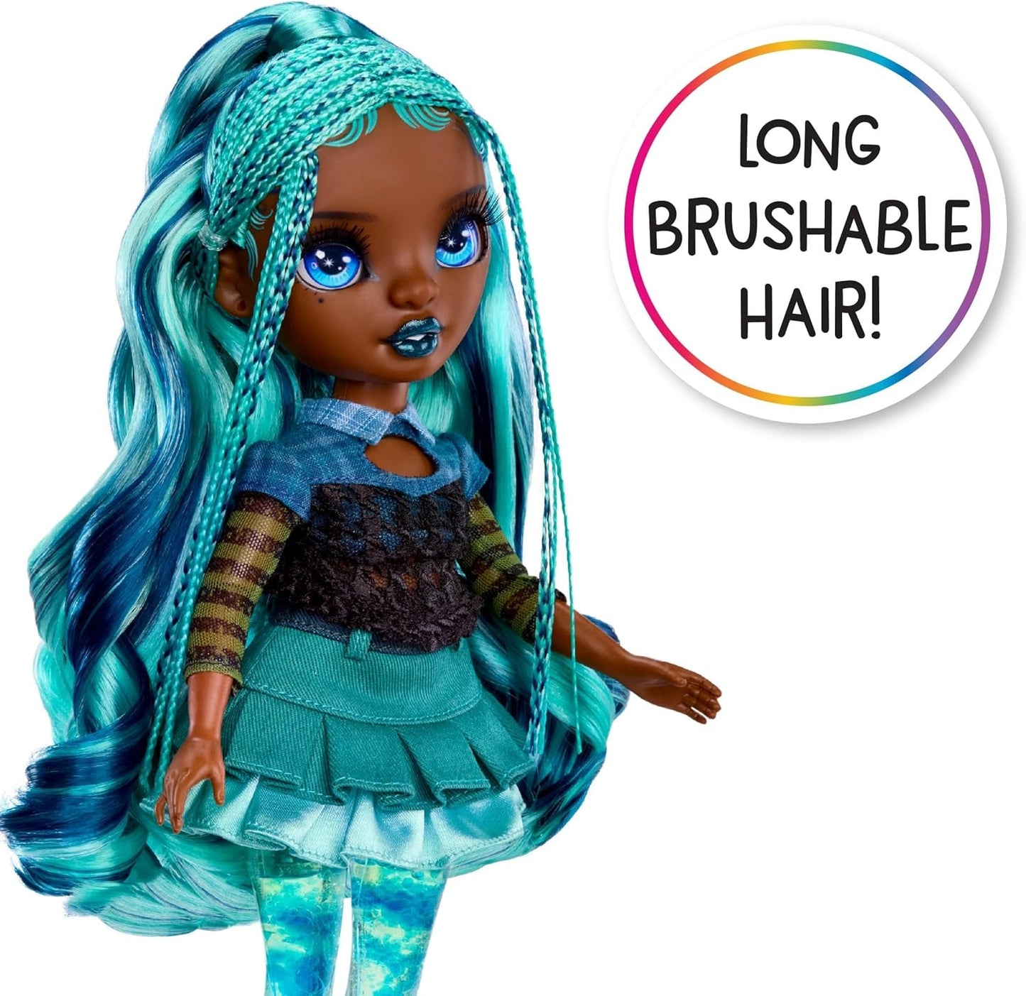 Lalka Rainbow High Sparkle & Shine - Misty - 28 cm Modna lalka z turkusowymi włosami i magicznymi bąbelkami Stojąca Kolorowe ubieranie i zabawa Kolekcjonerska dla 4-12 lat