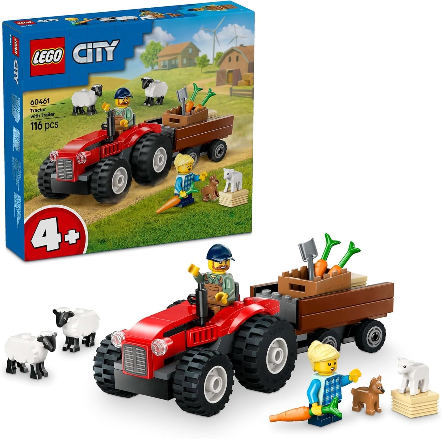 Ciągnik LEGO City z przyczepą - Zabawka rolnicza z traktorem i figurkami zwierząt - Zestawy do zabawy Montessori dla chłopców i dziewcząt od 4 lat - prezent z 2 minifigurkami 60461 Zestawy do budowania Besuche den LEGO-Store Domyślny tytuł