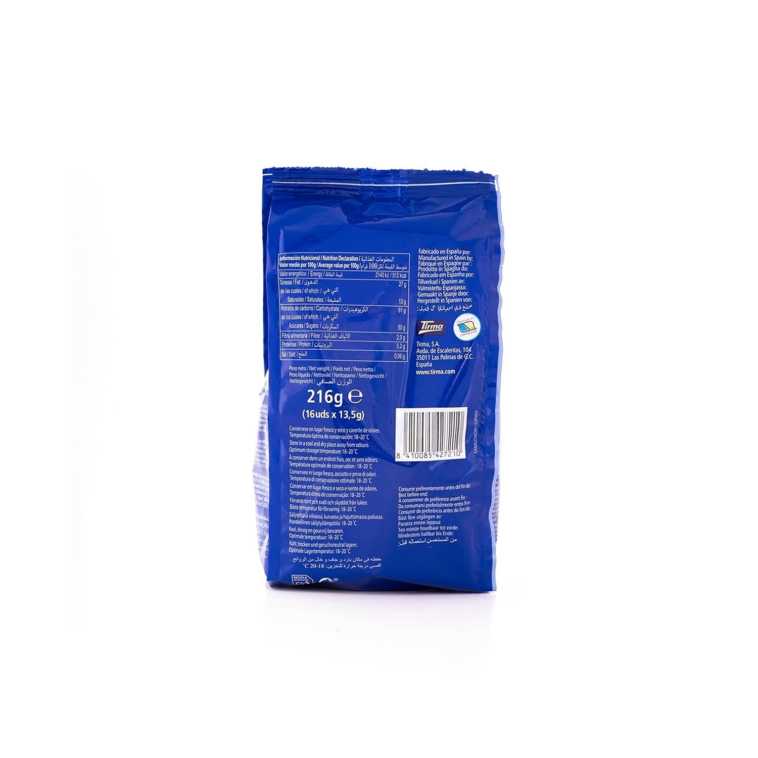 Tirma Mini Wafle z białą czekoladą | (16 jednostek x 13,5 g), 216 g | Delikatne kremowe nadzienie | Bez GMO | Odpowiedni dla wegetarian | Pakowane pojedynczo | Pakowane przekąski