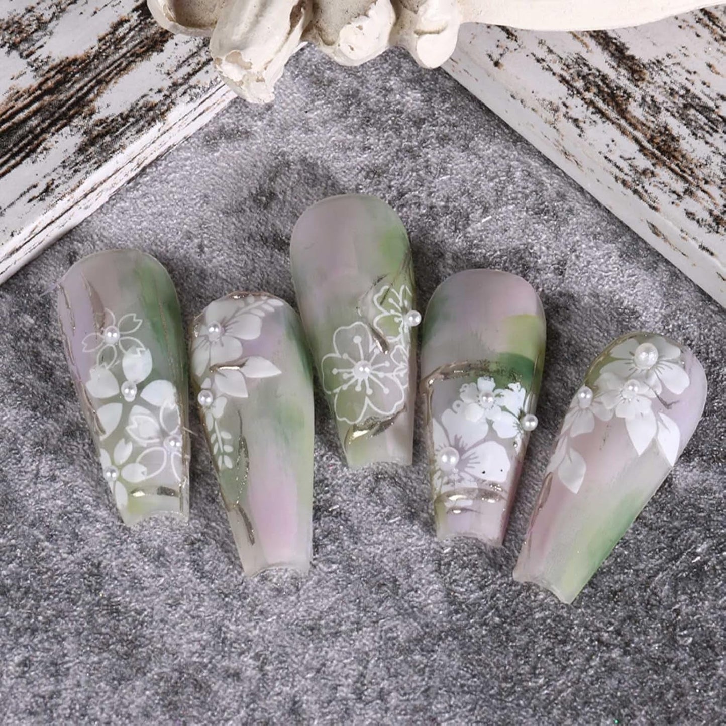 JMEOWIO Nagelsticker Frühling Weiße Blume 9 Blatt Nail Art Naklejka Selbstklebend Nagelaufkleber Sommer Blumen Dekoration Nageldesign Zubehör