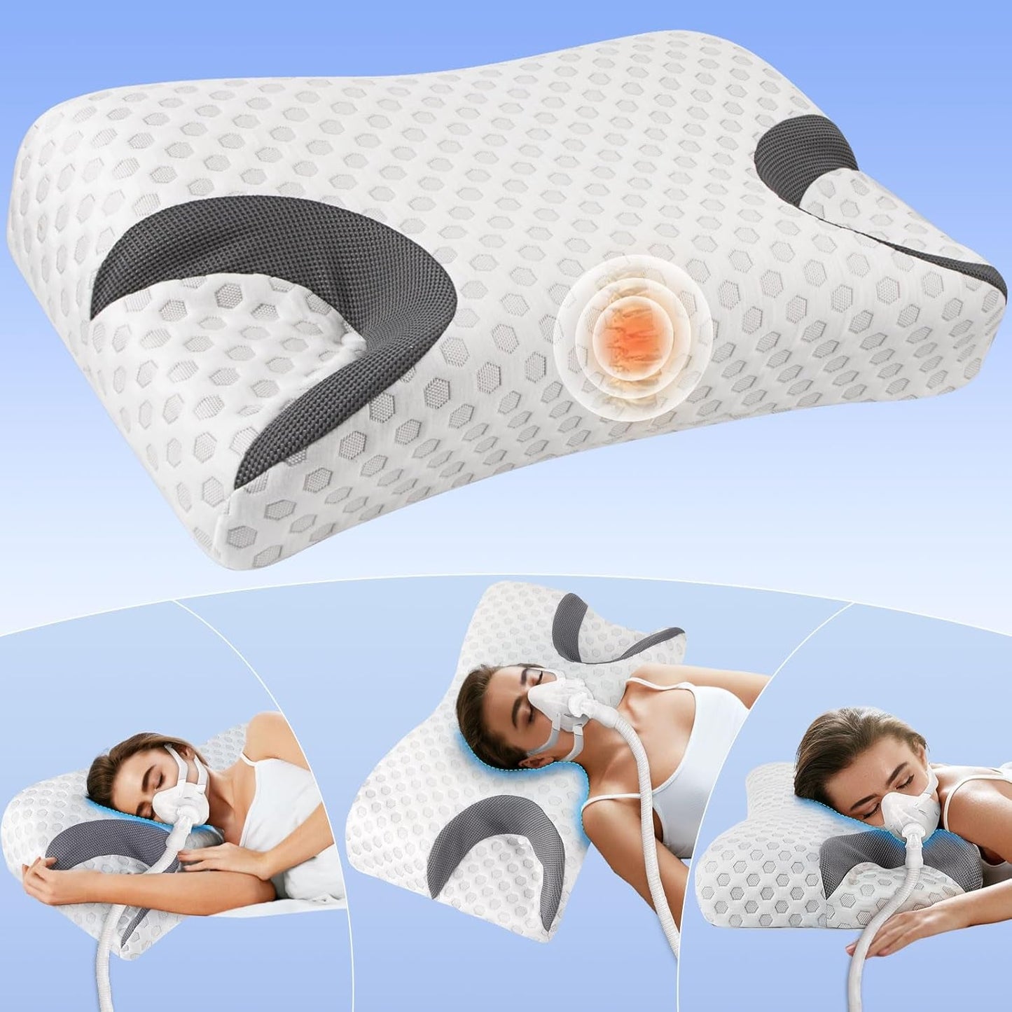 Hydomi Poduszka przeciwzmarszczkowa 2 w 1 Anti-Aging Beauty Pillow Ortopedyczna poduszka podtrzymująca szyję Ból szyi i ramion Poduszka z pianki memory, która utrzymuje głowę prosto Poduszki ortopedyczne szyjki macicy Naty Shop White