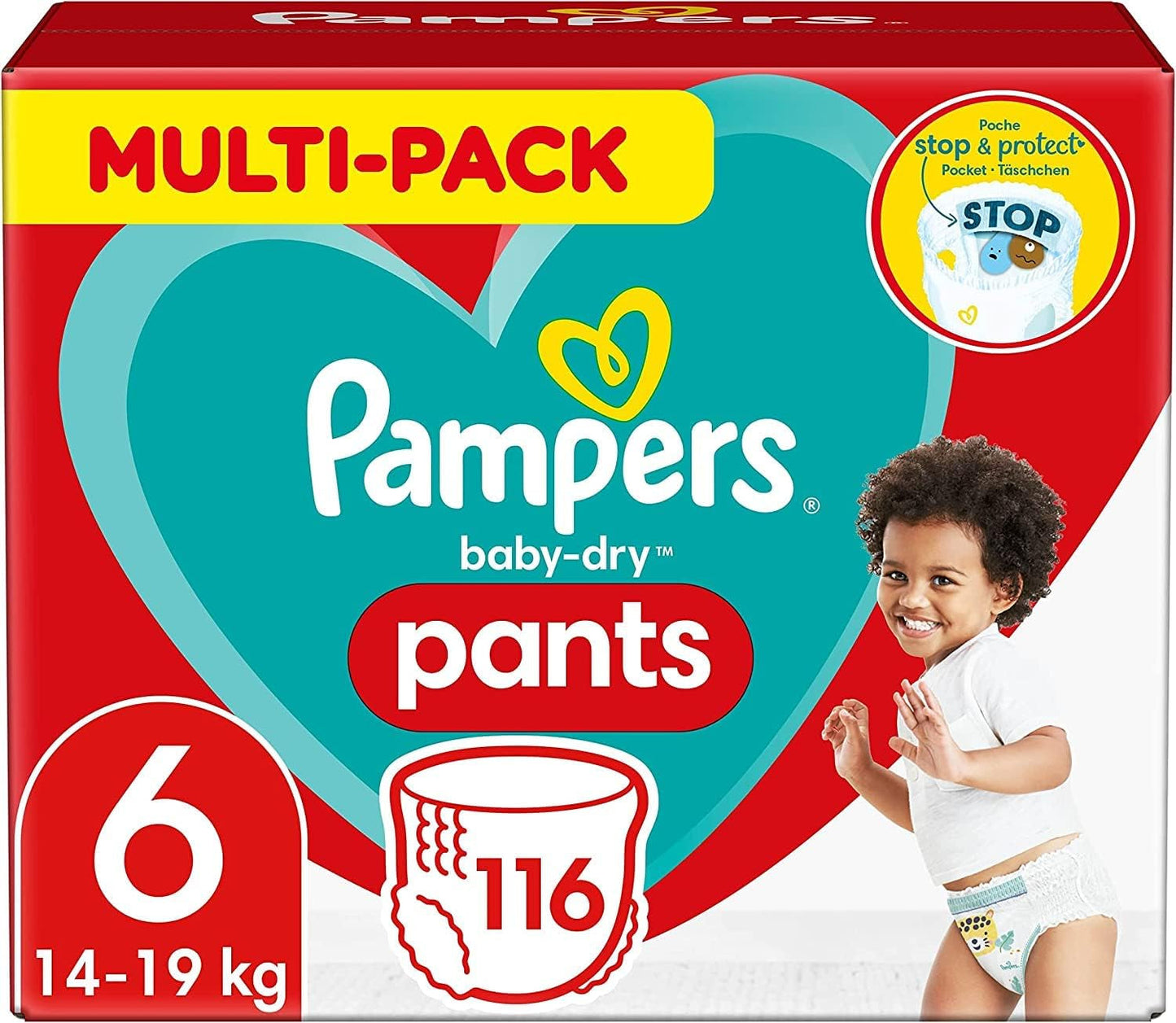 Spodnie Pampers Baby-Dry Größe 5, 160 Stück, 11kg-17kg, 360° auslaufsichere Nadają się na dzień i na noc