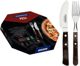 Tramontina PIZZA Besteck, 8-częściowy zestaw, Für 4 Personen, Rostfreier Edelstahl, Fsc-Zertifizierte Holzgriffe, Spülmaschinenfest Kitchen Naty Shop