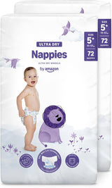 Pieluchy Amazon Ultra Dry, rozmiar 3 (4–9 kg) – pudełko miesięczne, białe, 172 sztuki (2 opakowania po 86) (dawniej Mama Bear, identyczny produkt)