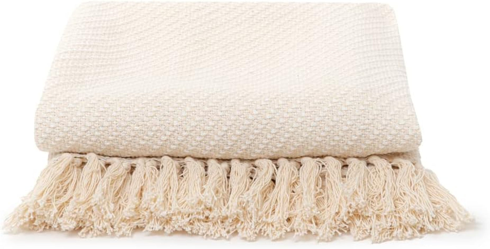 HOMLA Morris Plaid Bawełniany koc z frędzlami - Miękki i wygodny koc Bawełniany koc - delikatna tkanina 130 X 170 cm Ecru Łóżka i koce Besuche den HOMLA-Store