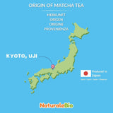 Naturalebio Ceremonial Grade Matcha Tea Powder Oryginalna zielona herbata z Japonii. Ceremonialna zielona herbata w proszku Matcha wyprodukowana w Uji w Kioto. Idealny do picia, gotowania i latte. Pudełko 30 g.