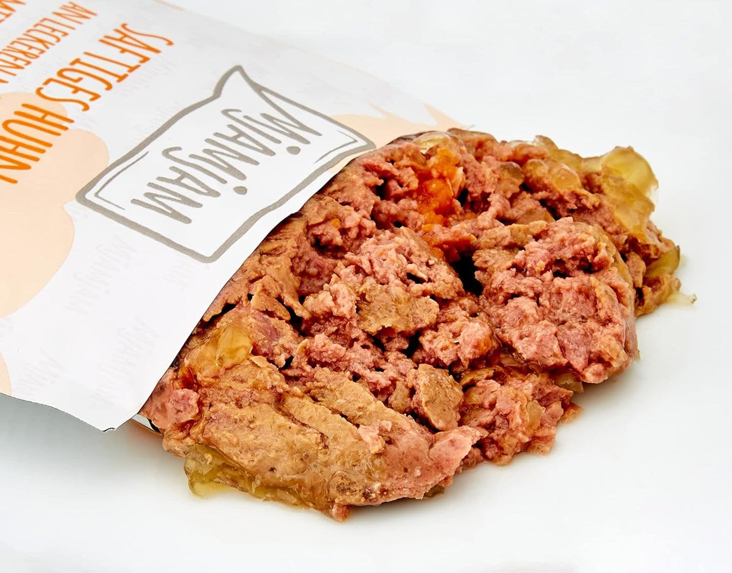 MjAMjAM - Mokra karma premium dla kotów - Wyciskana saszetka - Soczysty kurczak z pyszną marchewką, 12 opakowań (12 x 125 g), bez zbóż, z dodatkowym mięsem