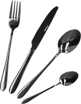 HOMLA Abele Besteckset Für Vier Personen 16-Teilig Edelstahl Hygienisch Elegant Leicht Zu Reinigen Złota kuchnia Naty Shop Schwarz