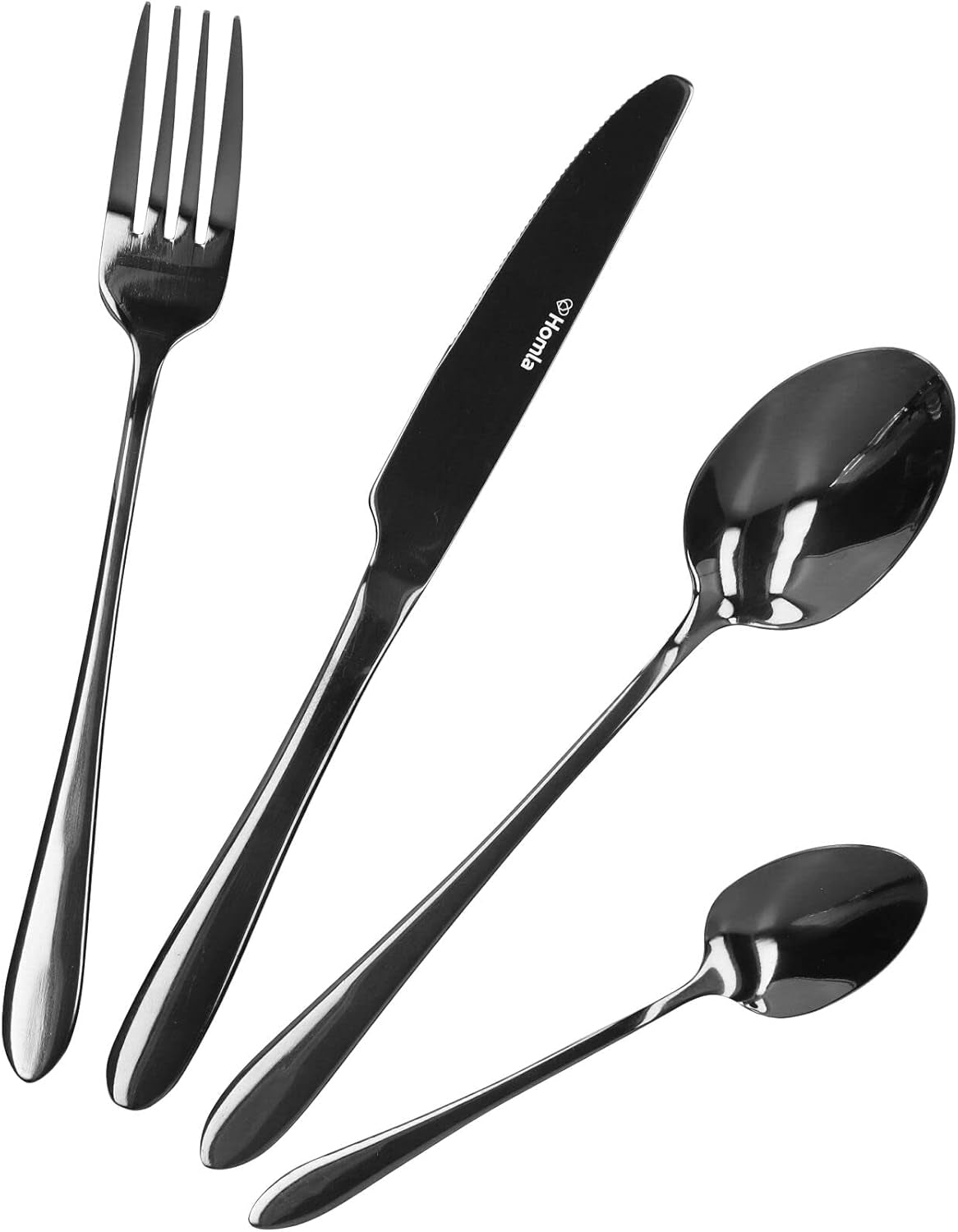 HOMLA Abele Besteckset Für Vier Personen 16-Teilig Edelstahl Hygienisch Elegant Leicht Zu Reinigen Złota kuchnia Naty Shop Schwarz