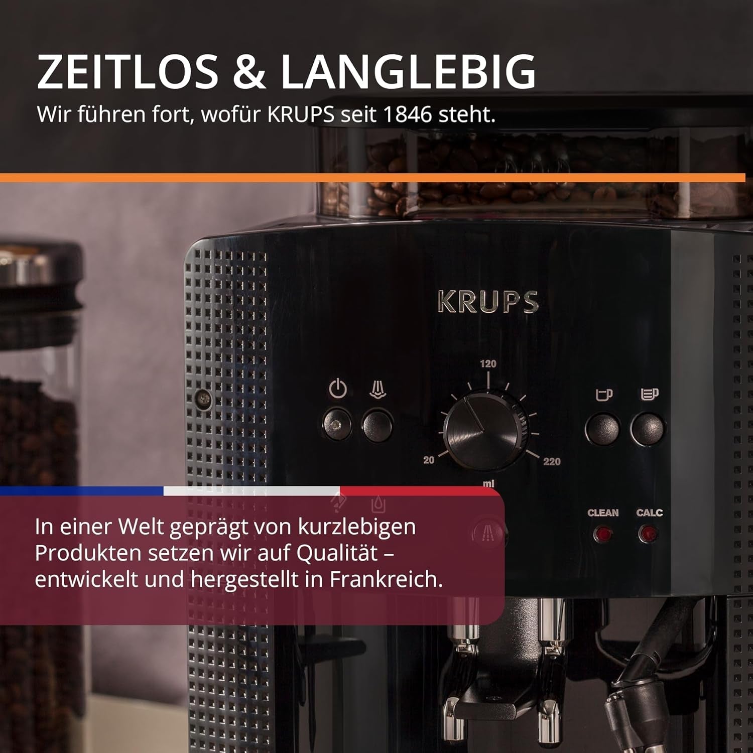 Ekspres automatyczny KRUPS Arabica Picto, kompaktowa konstrukcja, łatwa obsługa, intuicyjne regulowane pokrętło, spieniacz do mleka, funkcja 2 filiżanek, ekspres do kawy, czarny, EA810870