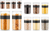 Słoiki do przechowywania BODUM PRESSO, tworzywo sztuczne, czarne, 4 x 0,25 l, 3 x 0,6 l, 3 x 1 l, 2 x 2 l Pudełka do przechowywania żywności Naty Shop Czarne 4 X 0,25 L, 3 X 0,6 L, 3 X 1,0 L, 2 X 2,0 L