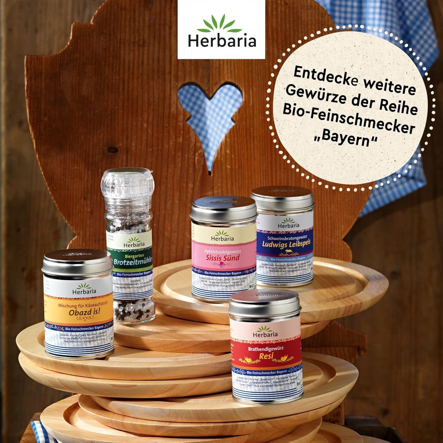 Herbaria Obazd jest! bio 90g M-Dose – Bio-Gewürzmischung bayerischen Biergartenklassiker Obazda – dla Brotaufstriche, Käsegerichte, Käsefondue – Raclette Gewürz - w nachhaltiger Aromaschutz-Dose