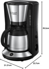 Ekspres do kawy Russell Hobbs [głowica prysznicowa zapewniająca optymalną ekstrakcję i aromat] Adventure (od 1 do 8 filiżanek, karafka termiczna 1,0 l, automatyczne wyłączanie, system zapobiegający kapaniu, 1100 W) Ekspres do kawy z filtrem 24020-56