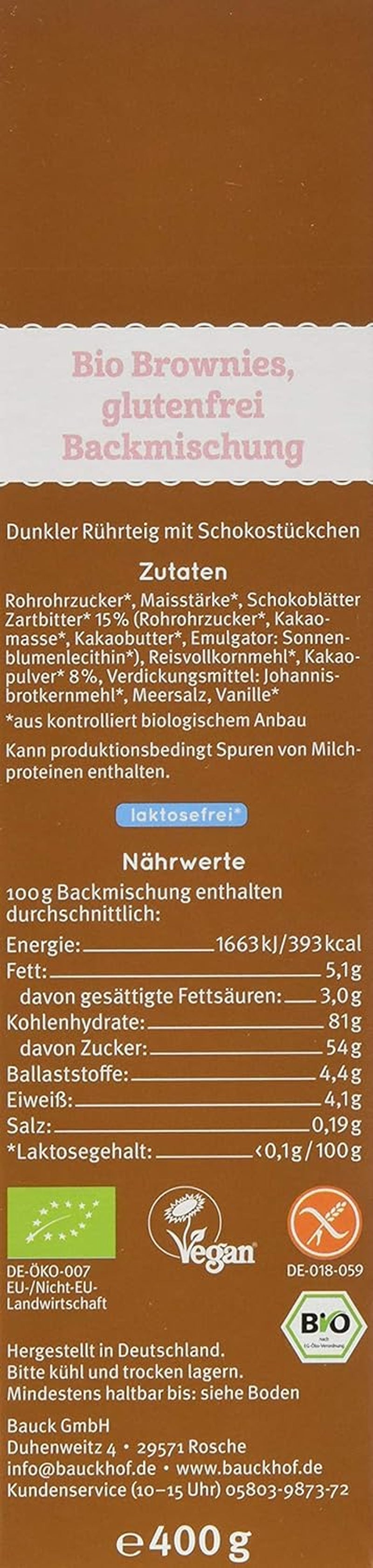 Brownies Bezglutenowe, opakowanie 3Er (3 X 400 G) - sklep Bio Naty
