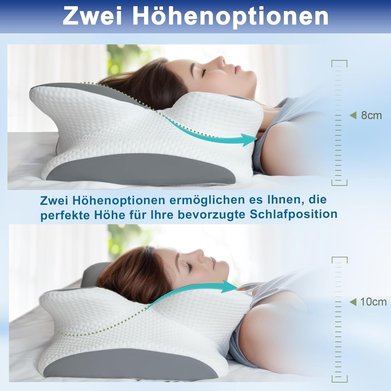 Poduszka z pianki memory Poduszka pod szyję Poduszka ortopedyczna - ergonomiczna konstrukcja Pusty kształt do podkładów bocznych, pleców i brzucha Szare Poduszki ortopedyczne szyjki macicy Naty Shop