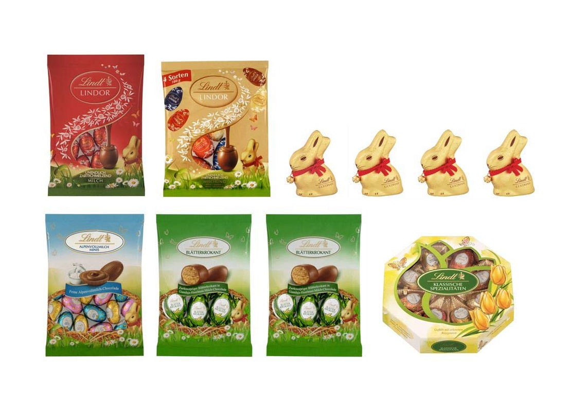 Czekoladowy zestaw wielkanocny | 894g | Zawartość: Złote Króliczki i Czekoladowe Złote Króliczki | 100g Złote Króliczki | Biała czekolada premium z kawałkami truskawek w kształcie króliczka na Wielkanoc