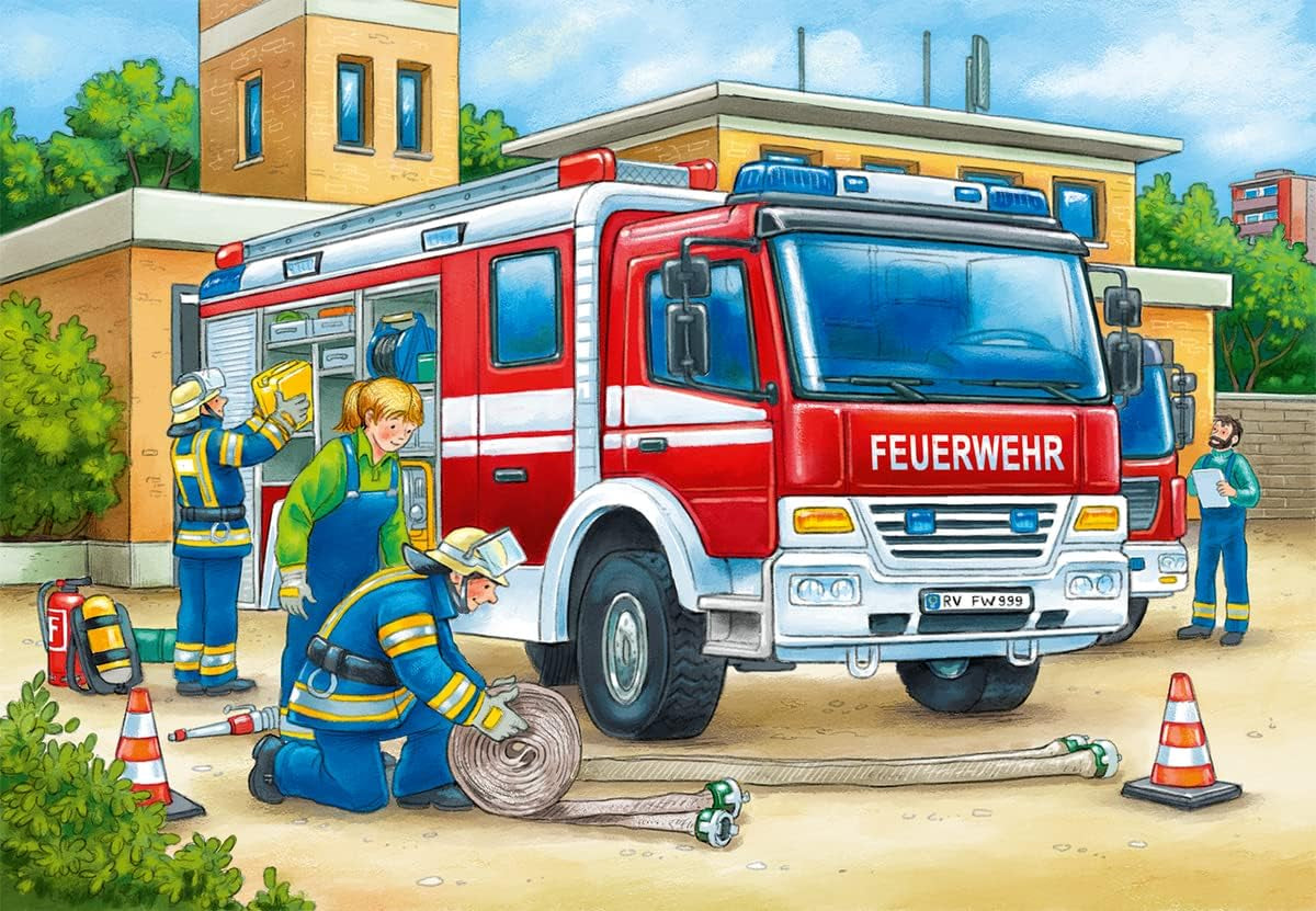 Ravensburger Puzzle dla dzieci - 07574 Policja i straż pożarna - Puzzle dla dzieci od 3 lat, składające się z 2X12 elementów Puzzle Naty Shop