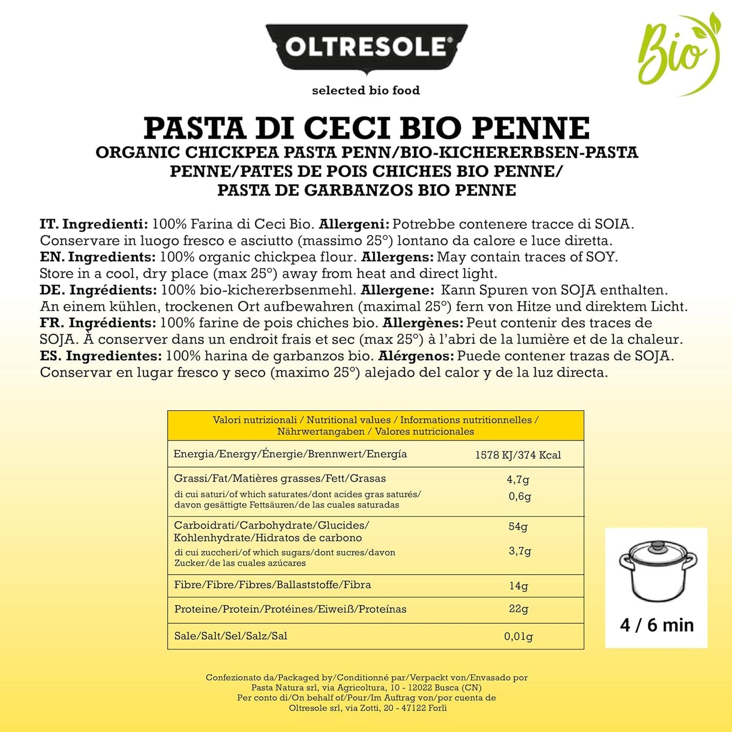 Włoski organiczny makaron penne z ciecierzycy 100% organiczna mąka z ciecierzycy makaron białkowy o wysokiej zawartości błonnika wegański bezglutenowy 3 opakowania x 350g