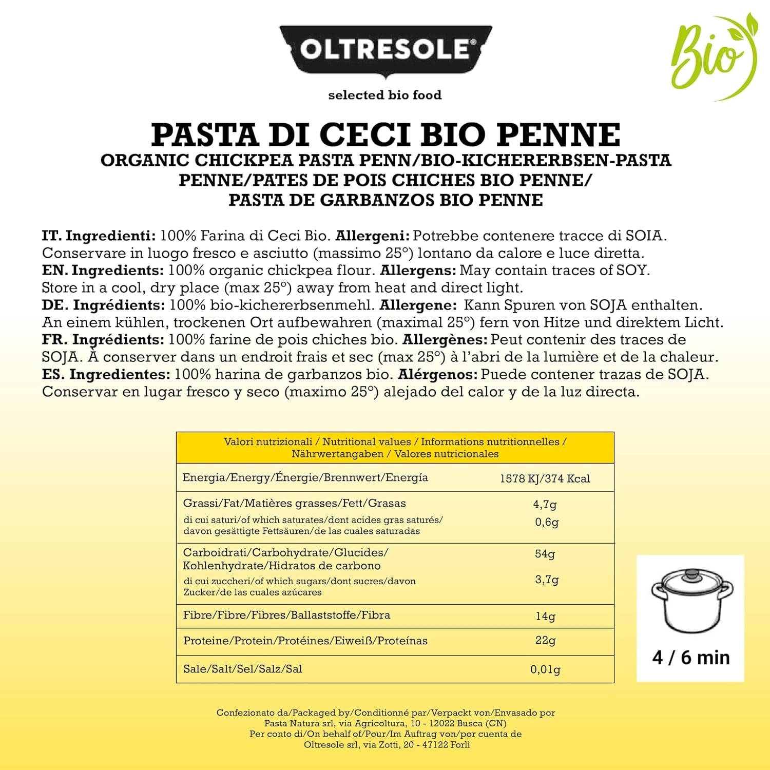 Włoski organiczny makaron penne z ciecierzycy 100% organiczna mąka z ciecierzycy makaron białkowy o wysokiej zawartości błonnika wegański bezglutenowy 3 opakowania x 350g