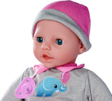 Simba 105140066 - Laura Interactive, lalka o miękkim ciele, o zaspanych oczach, bełkocząca przy ruchu, pijąca z butelki i zasypiająca, 40 cm, lalka bobas dla dzieci od 2 lat