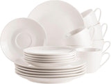 MĘSER 934105 Seria Belmira, Klasyczny zestaw do kawy na 6, 18-częściowy zestaw do kawy, ponadczasowy, elegancki, delikatny, porcelana, biały