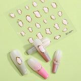 JMEOWIO 6 Blatt 3D Nagelsticker Goldene Unregelmäßige Geometrysche Nail Art Naklejka Selbstklebend Nagelaufkleber 5D Stereoskopisch Dekoration Nageldesign Zubehör