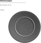 Seria MĘSER Unico, Zestaw zastawy stołowej dla 2 osób, Ponadczasowy, Elegancki, 8-częściowy ceramiczny serwis stołowy, Kamionka, Antracyt