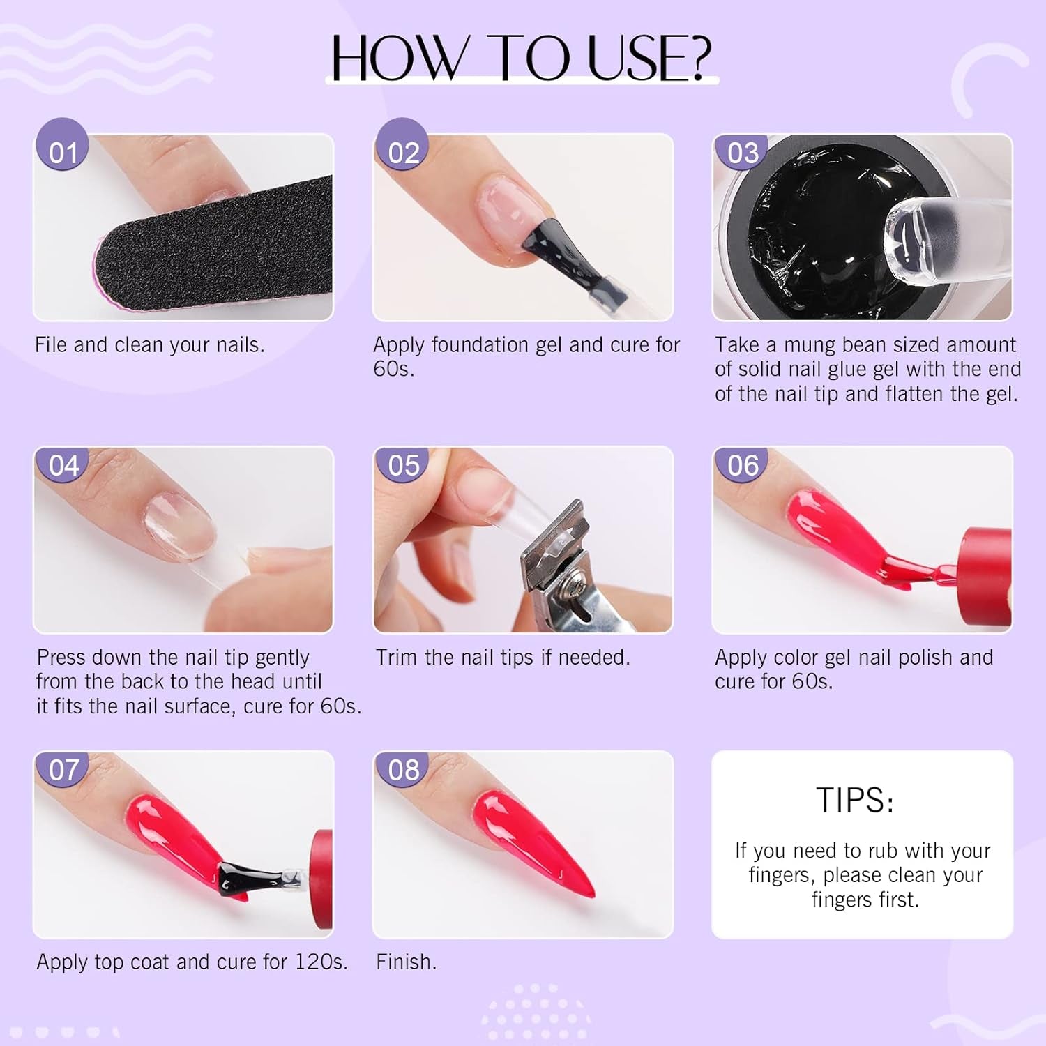 SAVILAND Fester Nagelkleber Gel: 30-Tage Lang Anhaltender Stronger Nagelkleber Für Press on Nails Falsche Nagelspitzen 15Ml UV Nagelkleber 3D Gel-Nagelkunst-Kleber Für Verwendung Im Salon Zu Hause