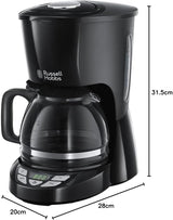 Ekspres do kawy Russell Hobbs [cyfrowy minutnik, głowica prysznicowa zapewniająca optymalną ekstrakcję i aromat] Tekstury+ (1 do 12 filiżanek, szklana karafka o pojemności 1,25 l, płyta grzewcza, system zapobiegający kapaniu) Ekspres do kawy z filtrem 22620-56