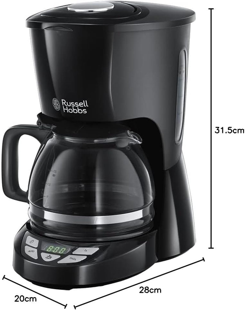 Ekspres do kawy Russell Hobbs [cyfrowy minutnik, głowica prysznicowa zapewniająca optymalną ekstrakcję i aromat] Tekstury+ (1 do 12 filiżanek, szklana karafka o pojemności 1,25 l, płyta grzewcza, system zapobiegający kapaniu) Ekspres do kawy z filtrem 22620-56