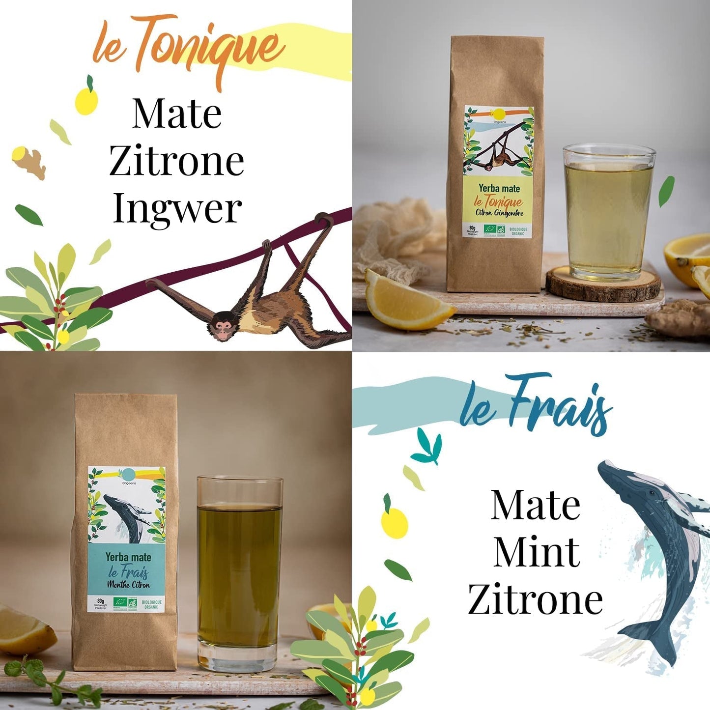 ORIGEENS BIO MATE TEA ZESTAW PREZENTOWY X4 I Yerba Mate Bio 4X80G I Yerba Mate Zestaw herbaciany, pomysł na prezent