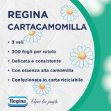 Regina Cartacamomilla - 8 rolek papieru toaletowego, 300 puszystych arkuszy, 3 warstwy, miękkie i mocne, opakowanie papierowe nadające się do recyklingu