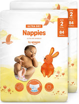 Pieluchy Amazon Ultra Dry, rozmiar 1 (2-5 kg) - pudełko miesięczne, białe, 96 sztuk (2 opakowania po 48) (dawniej marka Mama Bear, identyczny produkt)
