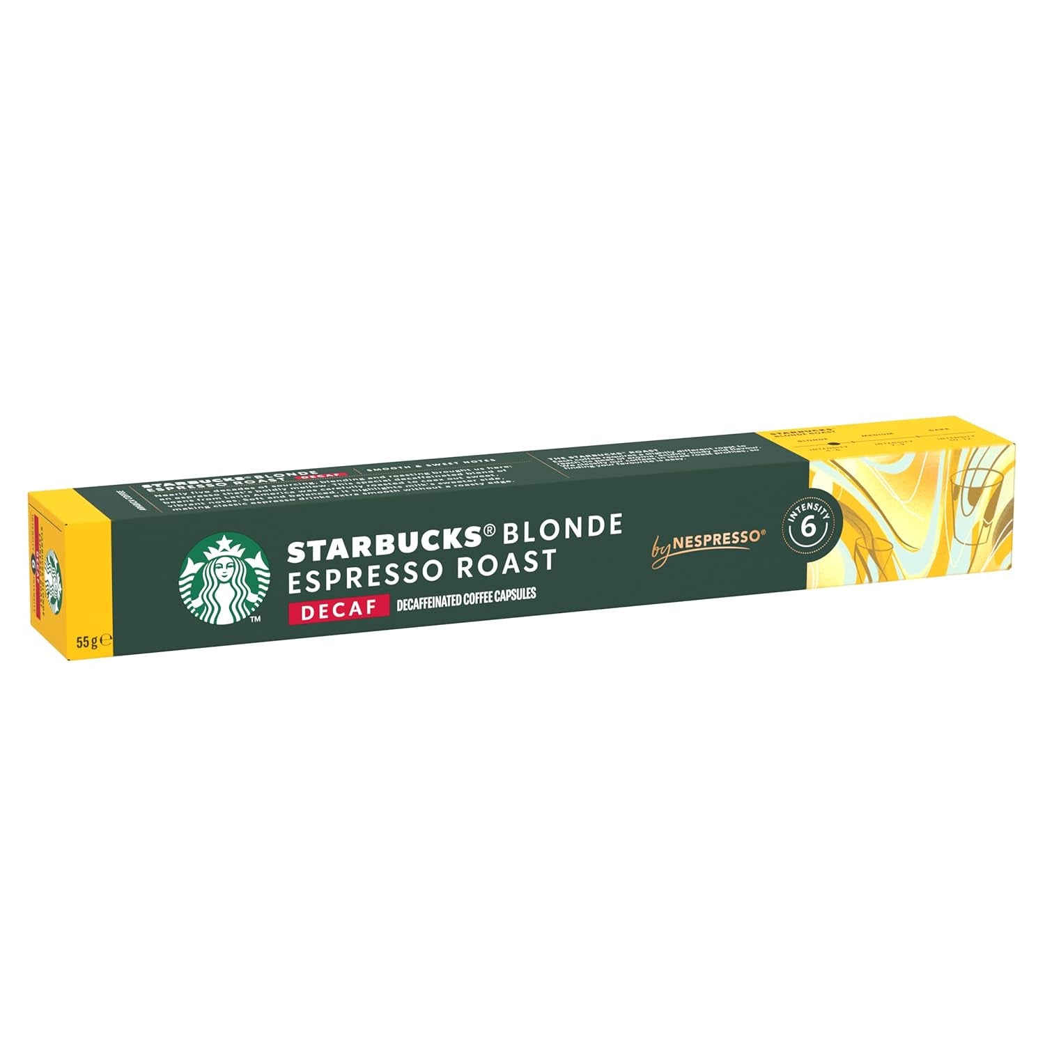 STARBUCKS Blonde Espresso Roast Entkoffeiniert marki Nespresso, Helle Röstung, Kaffeekapseln 6 x 10 (60 Kapseln)