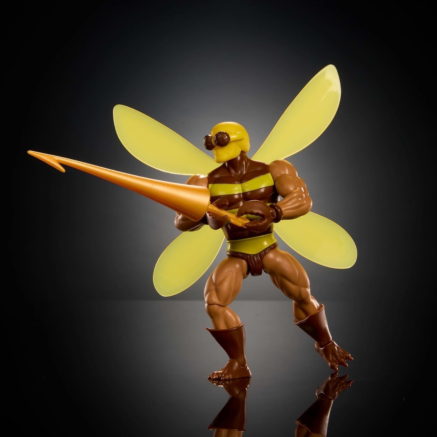 Masters of the Universe Origins Figurka Buzz-Off z kolekcji kreskówek, wysokość około 14 cm, z telewizji z lat 80., Przywódca pszczół ze skrzydłami i okularami z oszczepem, JBM88 Figurki Naty Shop