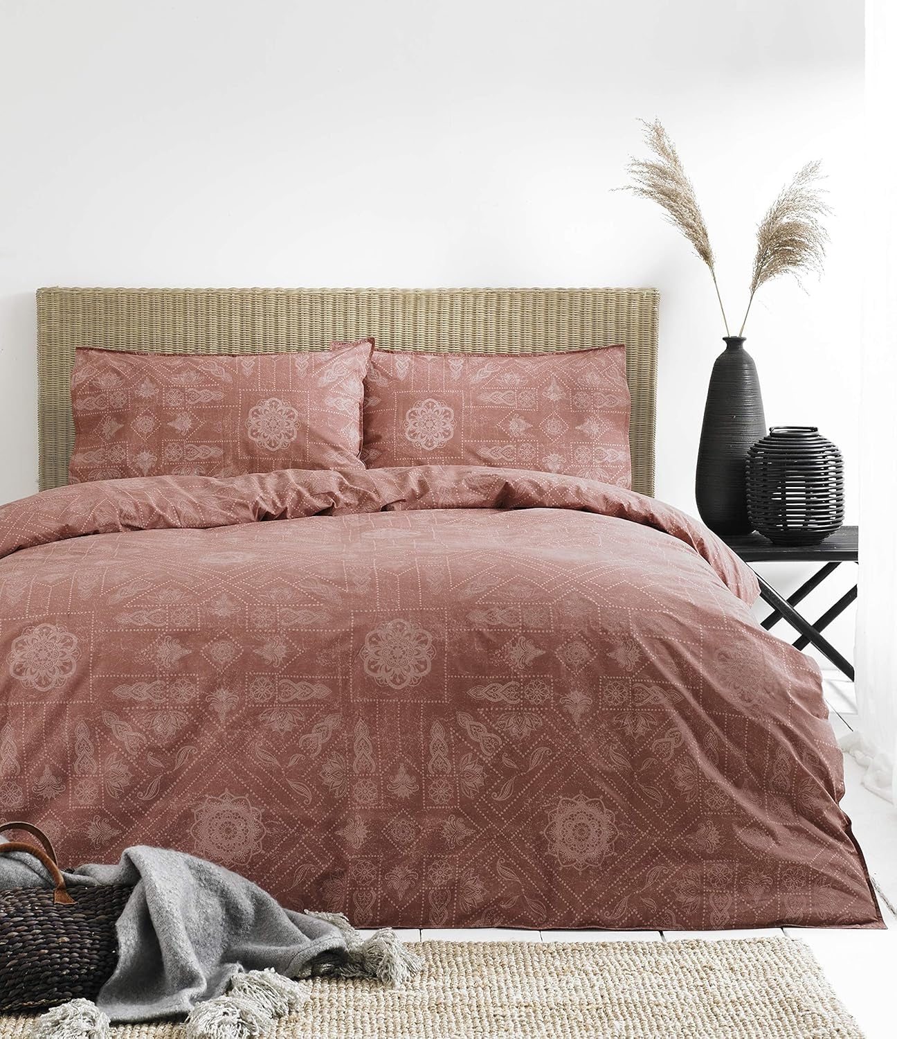 Zestaw poszewek na kołdrę The Linen Yard w stylu boho, czerwony, 260 x 220 cm Kołdry i kołdry Naty Shop czerwony 260 x 220 cm