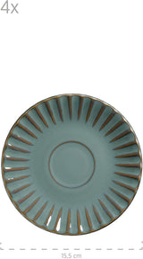 MĘSER 931966 Zestaw naczyń obiadowych z serii Confino dla 4 osób, nowoczesny wygląd vintage, ceramiczny zestaw śniadaniowy, 12 szt., kolor benzyny z czarnymi akcentami, kamionka